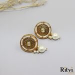 Ritvi Lakshita Gold Kundan Pendant with Earrings - Image 2